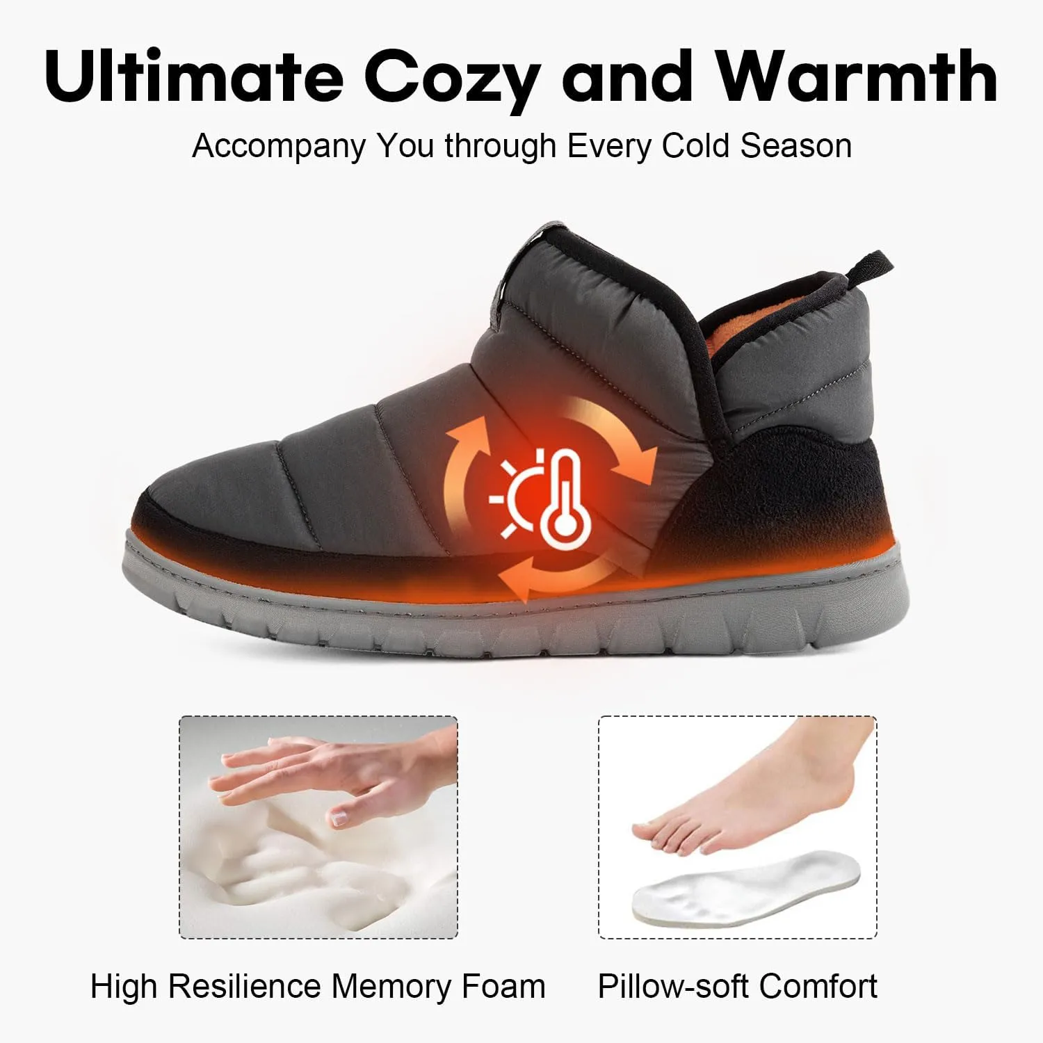 LongBay Mens Bootie Slippers with Memory Foam Indoor Outdoor Warm House Shoes Sport Lounge Camping Boots