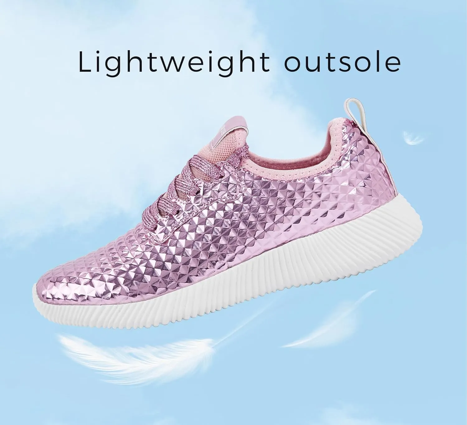 LUCKY STEP Women's Metallic Fashion Sneaker Leatherette Studded Jogger Lightweight Casual Walking Shoes