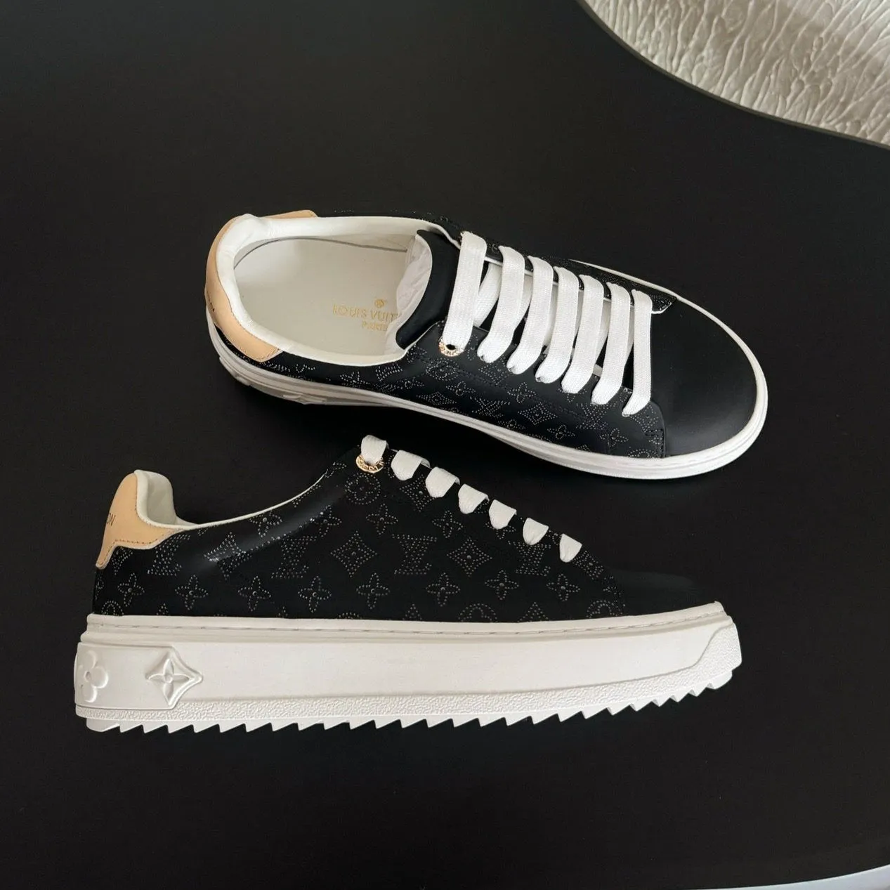 LV Sneakers Time Out Light Black Monogram Calfskin