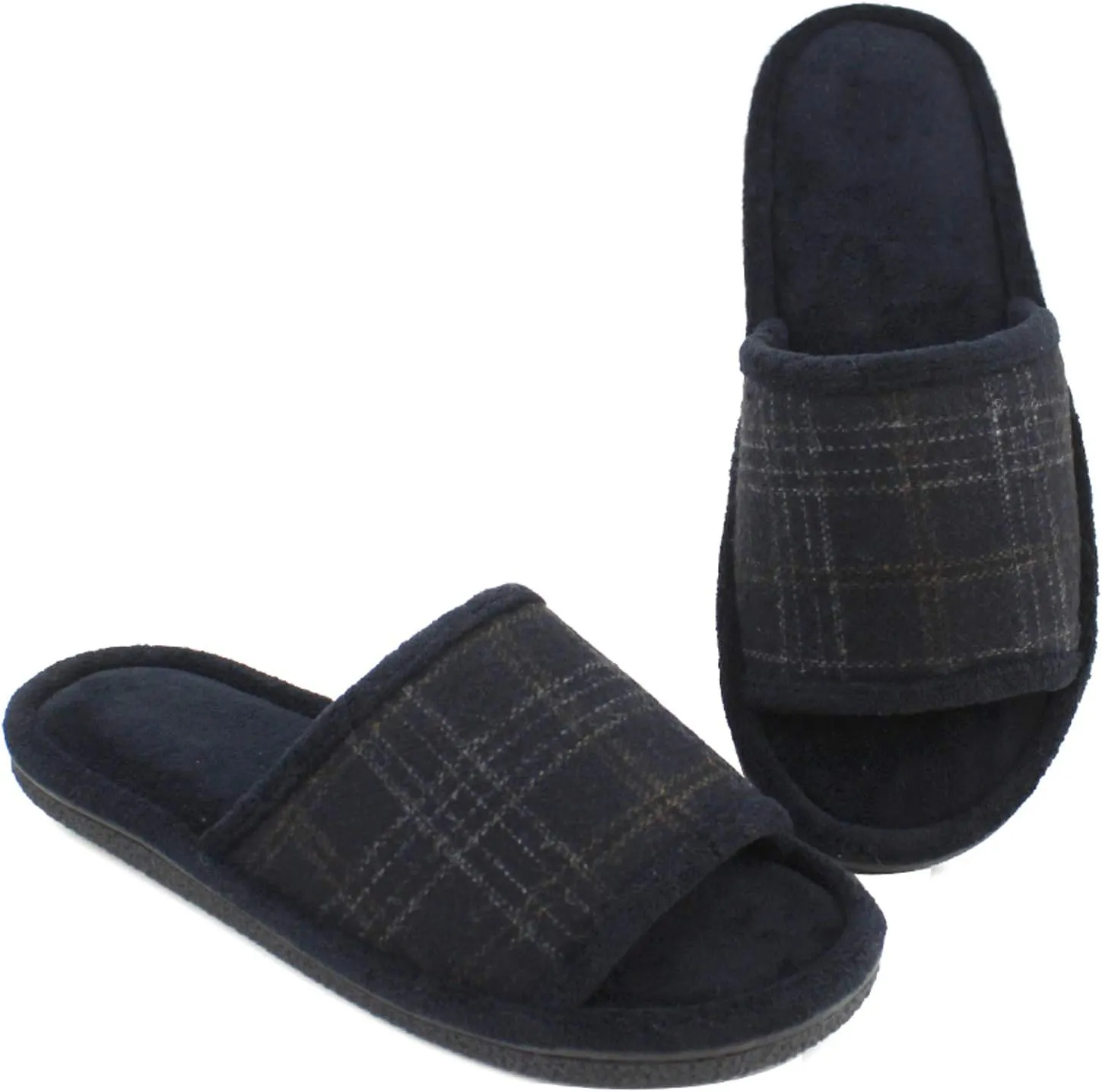 Magtoe House Slippers for Men Open Toe Soft Comfortable Indoor Slip on Mens Slides Sandals Memory Foam for Bedroom Spa Living Room, All Seasons