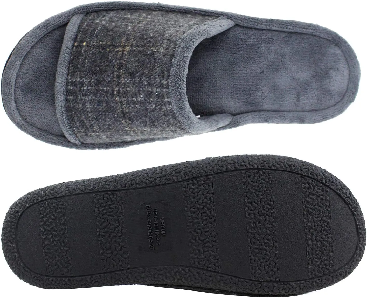 Magtoe House Slippers for Men Open Toe Soft Comfortable Indoor Slip on Mens Slides Sandals Memory Foam for Bedroom Spa Living Room, All Seasons