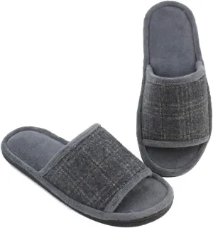 Magtoe House Slippers for Men Open Toe Soft Comfortable Indoor Slip on Mens Slides Sandals Memory Foam for Bedroom Spa Living Room, All Seasons