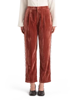 Maison Scotch - Lace Trimmed Velvet Pant - Rust