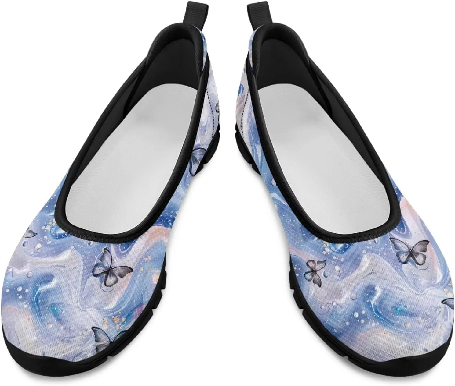 Marble Pattern Shoes for Women Slip On Loafer Flats Mesh Walking Shoes for Nurse Work Ballet Comfortable Lightweight Casual Shoes
