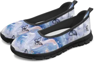 Marble Pattern Shoes for Women Slip On Loafer Flats Mesh Walking Shoes for Nurse Work Ballet Comfortable Lightweight Casual Shoes