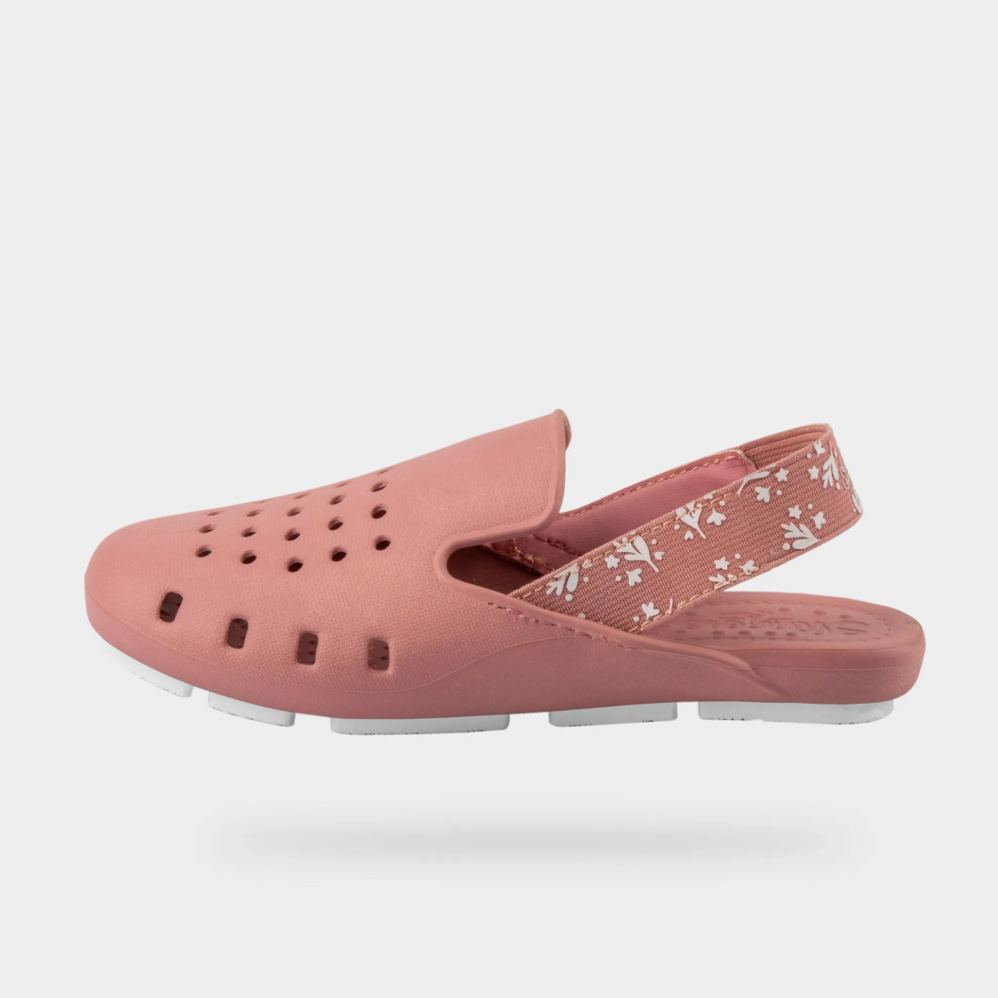 MAUVE BLOSSOM MULE SLINGERS <br><span style="font-size: 8px; font-weight: normal;"> Pink Water Shoes | Soft as a girl’s jelly shoe
