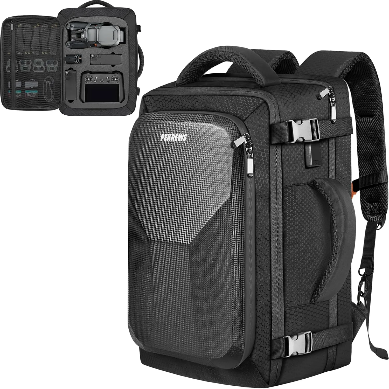 Mavic 3 Pro Case, Mavic 3 Case, Expandable Carry On Drone Bag for DJI RC/Pro/N1 Controller, Travel Large Capacity RC Pro Backpack Fits 17.3 Inch Laptop and DJI Fly More Combo Accessories