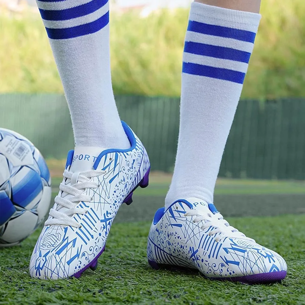 Maylrvjv Men's High Top Soccer Cleats Boys Football Boots Breathble Shock Absorbing Multi-Ground Competition Training Futsal Sneakers
