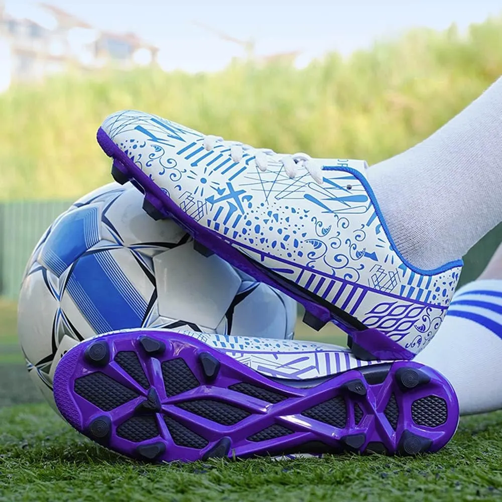 Maylrvjv Men's High Top Soccer Cleats Boys Football Boots Breathble Shock Absorbing Multi-Ground Competition Training Futsal Sneakers