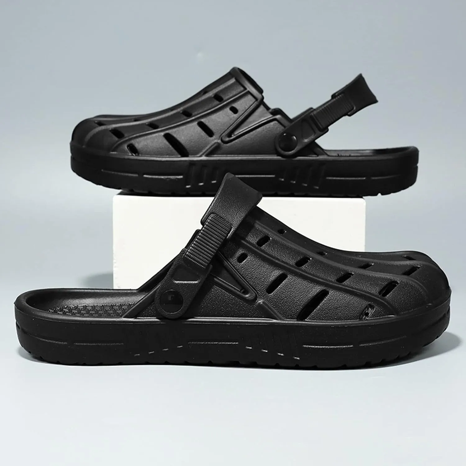Meidiastra Men Large Size Clogs Oversize EVA Garden Shoes Waterproof Beach Sandals Slip On Water Shoes Slippers with Adjustable Strap