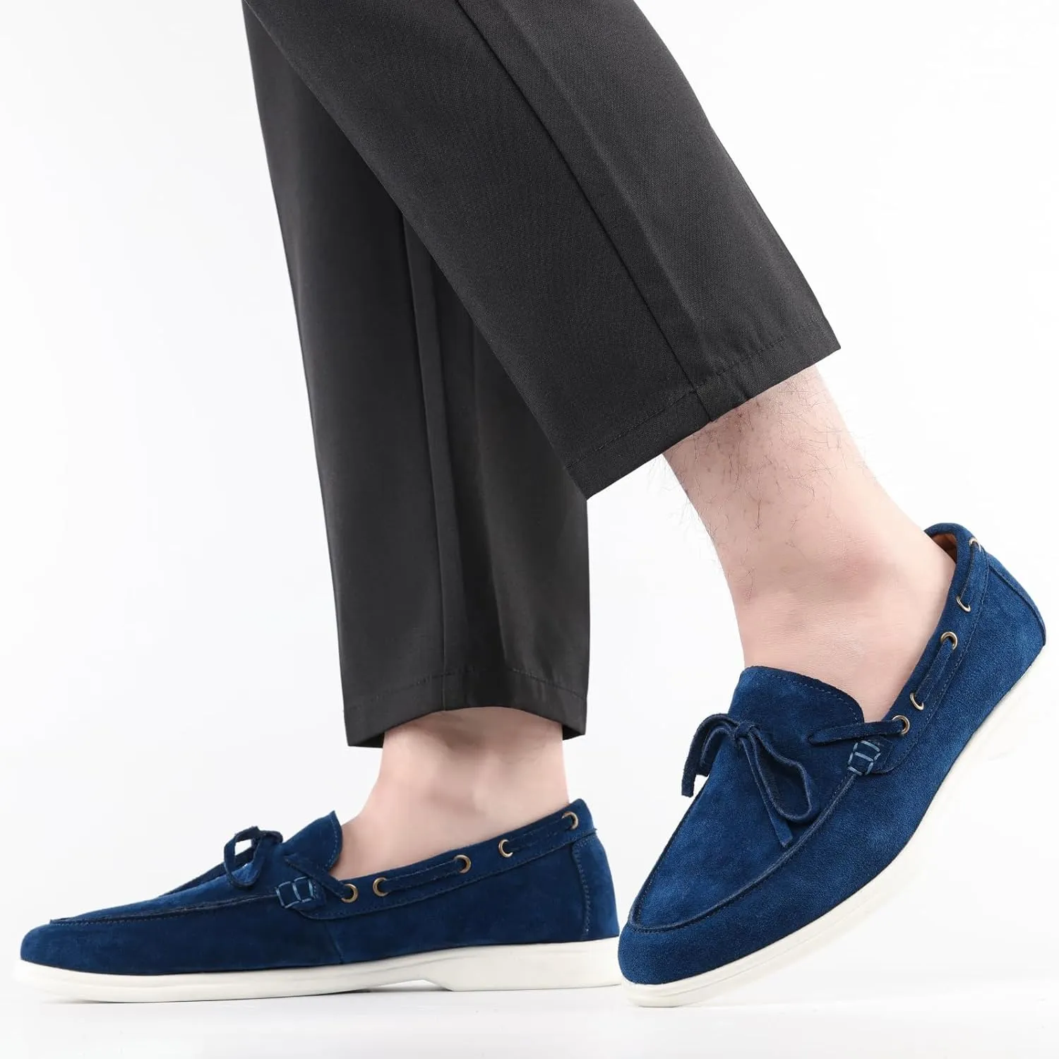 Meijiana Men's Genuine Leather Loafers Slip-On Moccasins Suede Dress Shoes, Lightweight and Breathable with Rubber Sole Stylish Mens Loafers