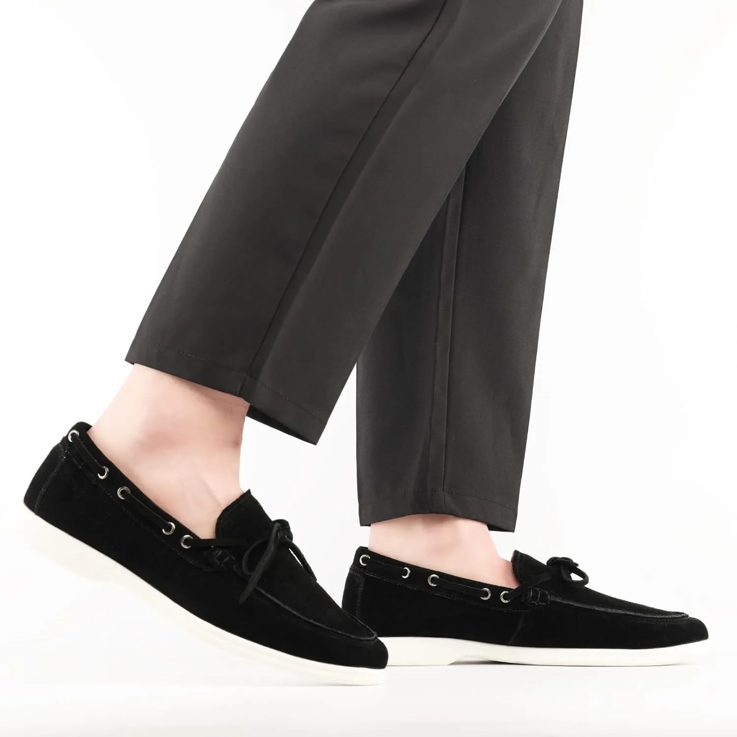 Meijiana Men's Genuine Leather Loafers Slip-On Moccasins Suede Dress Shoes, Lightweight and Breathable with Rubber Sole Stylish Mens Loafers