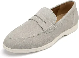 Meijiana Men's Genuine Leather Loafers Slip-On Moccasins Suede Dress Shoes, Lightweight and Breathable with Rubber Sole Stylish Mens Loafers