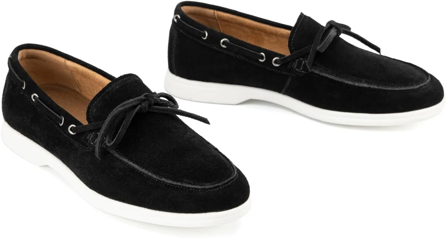 Meijiana Men's Genuine Leather Loafers Slip-On Moccasins Suede Dress Shoes, Lightweight and Breathable with Rubber Sole Stylish Mens Loafers