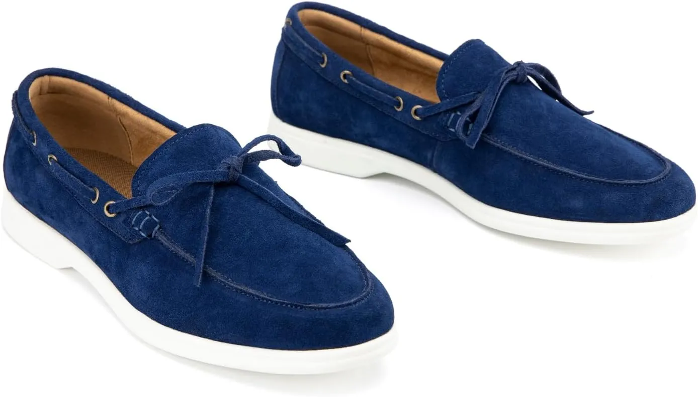 Meijiana Men's Genuine Leather Loafers Slip-On Moccasins Suede Dress Shoes, Lightweight and Breathable with Rubber Sole Stylish Mens Loafers