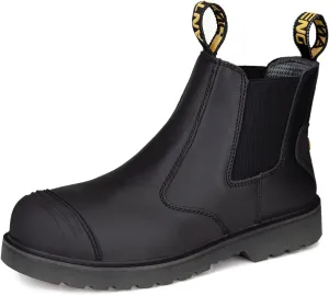 Men Work Boots, Steel Toe Nubuck Leather Footwear, Non-Slip Rubber Outsole Boot, Safety Construction Shoes, Breathable, Water-Repellent, Quick Dry (AT601,Wheat)