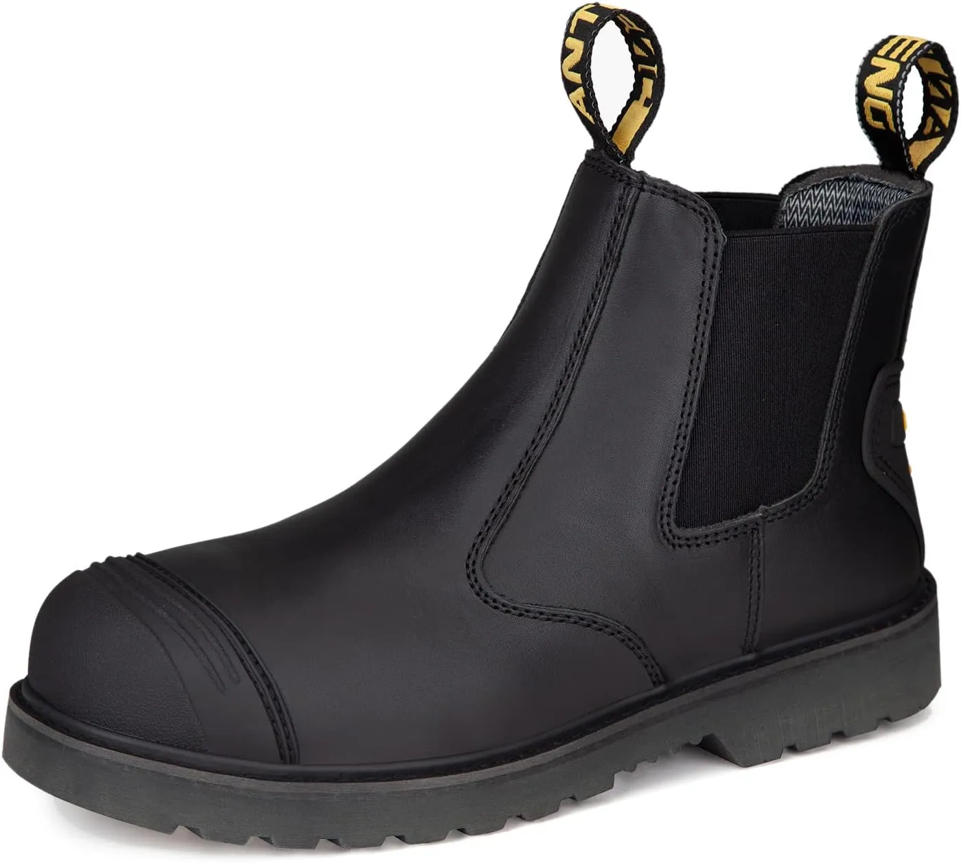 Men Work Boots, Steel Toe Nubuck Leather Footwear, Non-Slip Rubber Outsole Boot, Safety Construction Shoes, Breathable, Water-Repellent, Quick Dry (AT601,Wheat)
