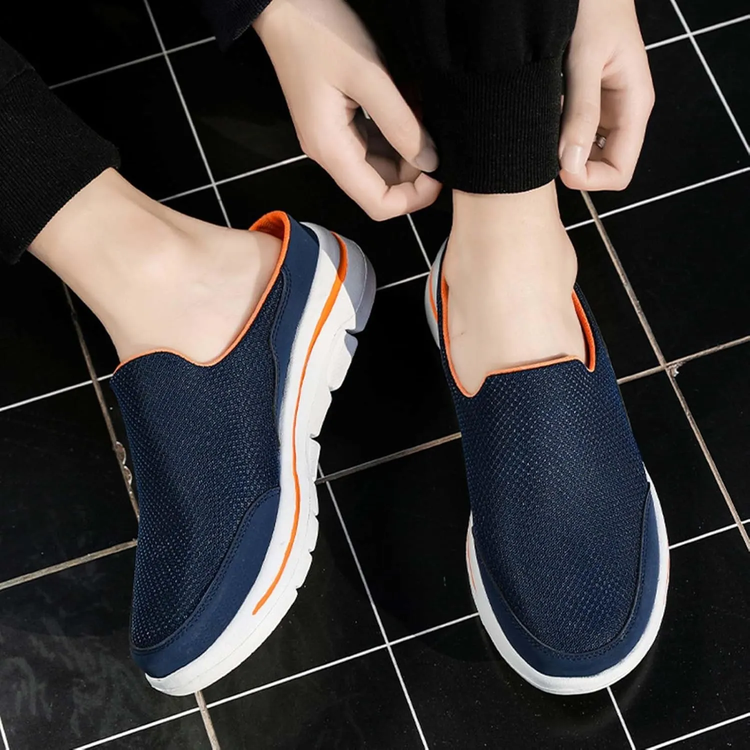Men's Breathable Barefoot Shoes Soft Flat Soled Slip On Mesh Shoes Heelless Walking Mens Dress Breathable