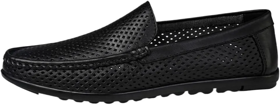 Men's Classic Anti-Slip Resistant Slip On Breathable Lightweight Leather Lightweight Loafers Shoes