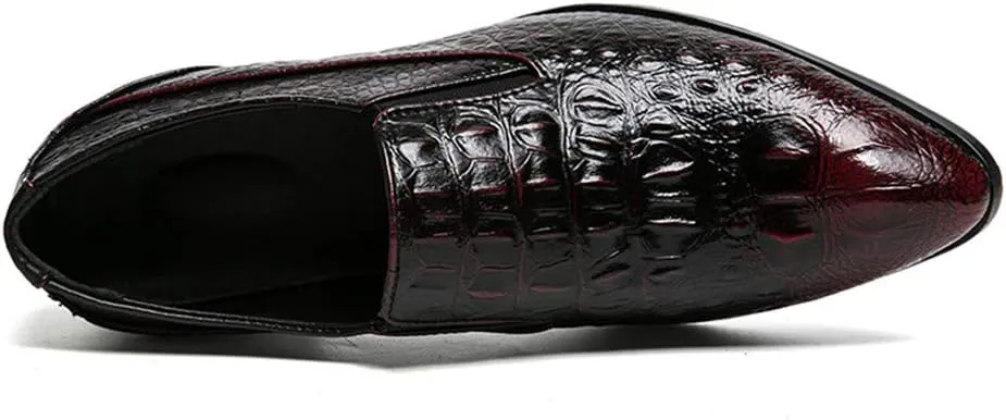 Men's Crocodile Texture PU Leather Dress Oxford Shoes Slip on Modern Business Penny Loafer