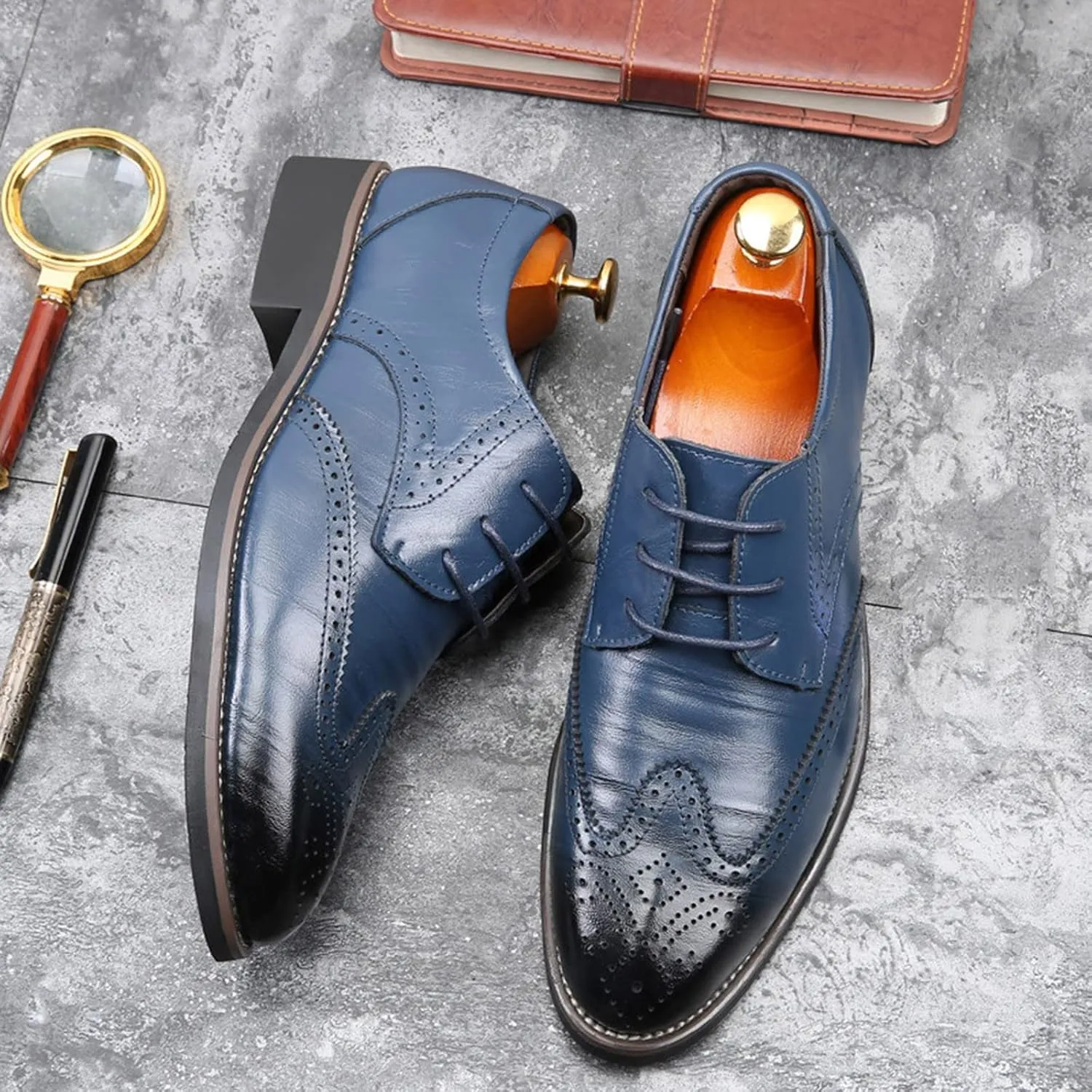 Men's Dress Shoes Size 14 Extra Wide Classical Style Men's Breathable Hollow Business Casual Pointed Loafer Dress Shoes