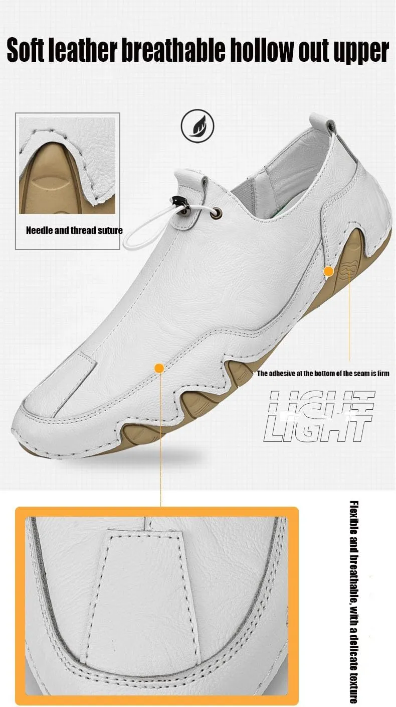 Men's Genuine Leather Loafer Shoes Slip On Soft Walking Driving Shoes Non-Slip Breathable Sports Shoes Fashion Lace Up Dress Shoes