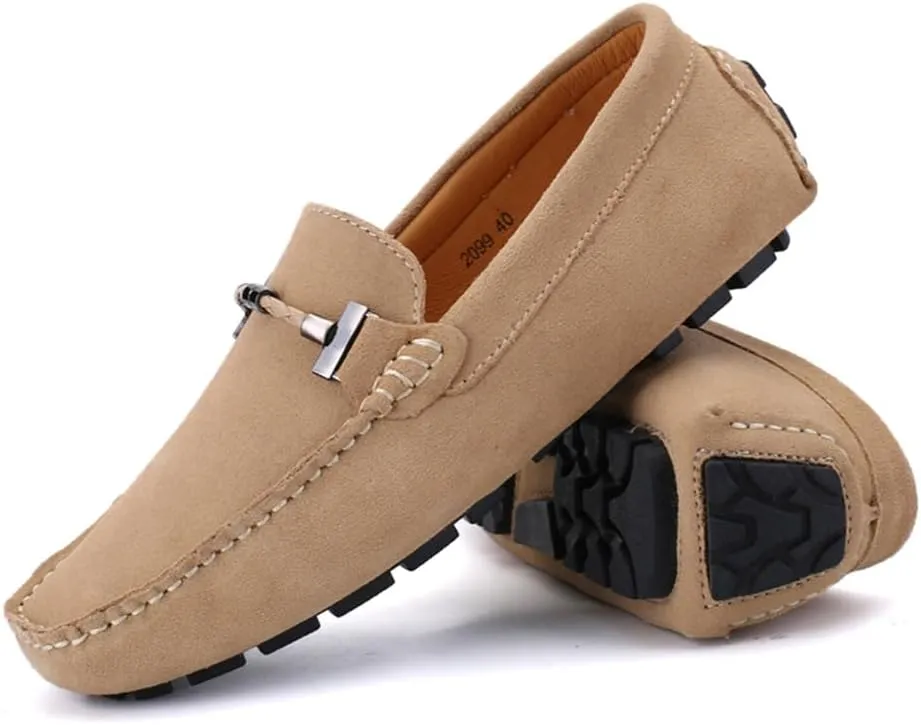 Mens Handmade Suede Leather Slip On Loafers Comfortable Casual Driving Moccasins Breathable Loafer Dress Shoes