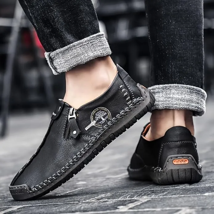 Men's Loafer Shoes with Side Zipper, Comfy Non-Slip Slip On Shoes, Men's Shoes, Spring and Summer Casual Loafer Penny Loafers Lightweight Walking Shoes Boat Shoe