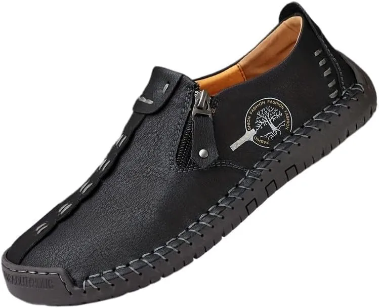 Men's Loafer Shoes with Side Zipper, Comfy Non-Slip Slip On Shoes, Men's Shoes, Spring and Summer Casual Loafer Penny Loafers Lightweight Walking Shoes Boat Shoe