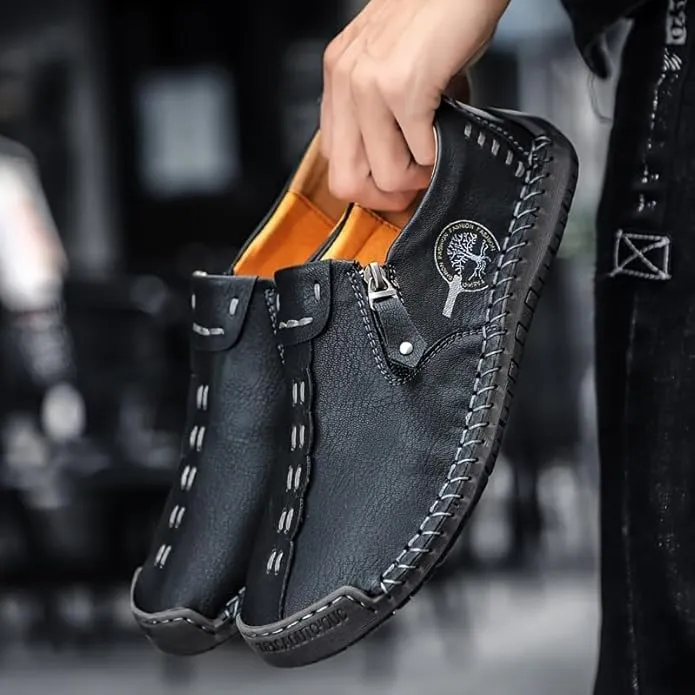 Men's Loafer Shoes with Side Zipper, Comfy Non-Slip Slip On Shoes, Men's Shoes, Spring and Summer Casual Loafer Penny Loafers Lightweight Walking Shoes Boat Shoe