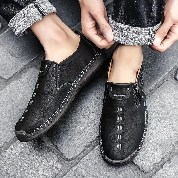 Men's Loafer Shoes with Side Zipper, Comfy Non-Slip Slip On Shoes, Men's Shoes, Spring and Summer Casual Loafer Penny Loafers Lightweight Walking Shoes Boat Shoe