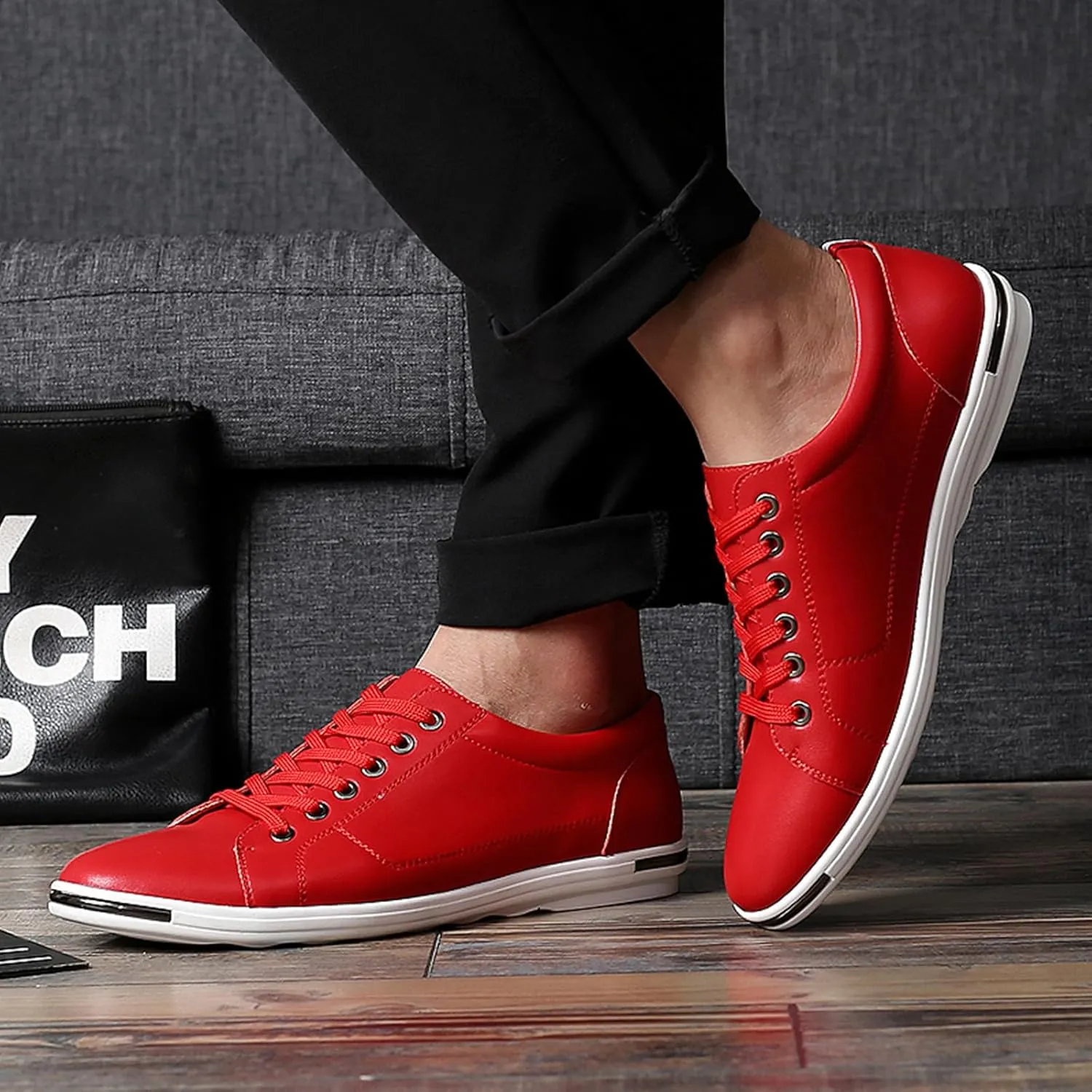 Men's Low Top Oxford Shoes Lace-Up Comfort Walking Casual Driving Shoes Fashion Flat Sneakers Round Toe Business Dress Shoes