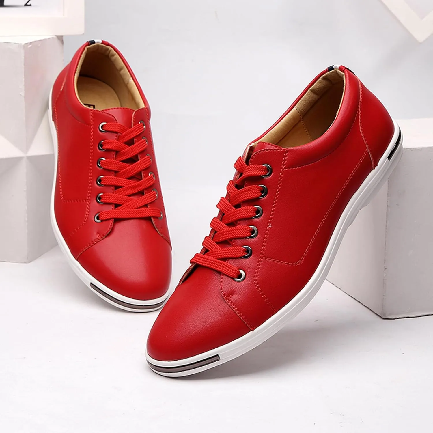 Men's Low Top Oxford Shoes Lace-Up Comfort Walking Casual Driving Shoes Fashion Flat Sneakers Round Toe Business Dress Shoes
