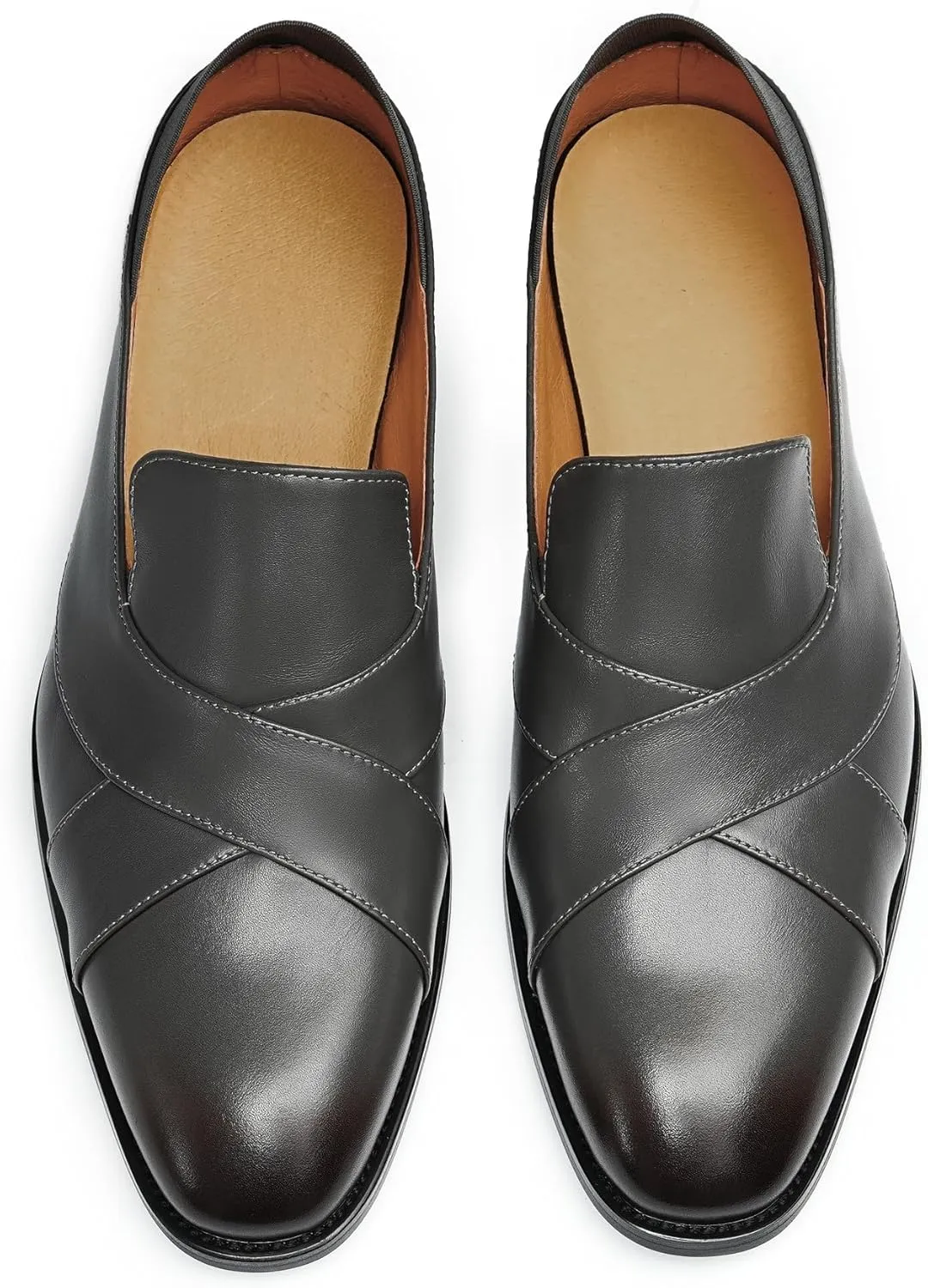Men’s Peeny Loafers Slip-On Dress Shoes – First Layer Cowhide Leather Upper, Genuine Leather Insole, Breathable for Business Formal & Wedding