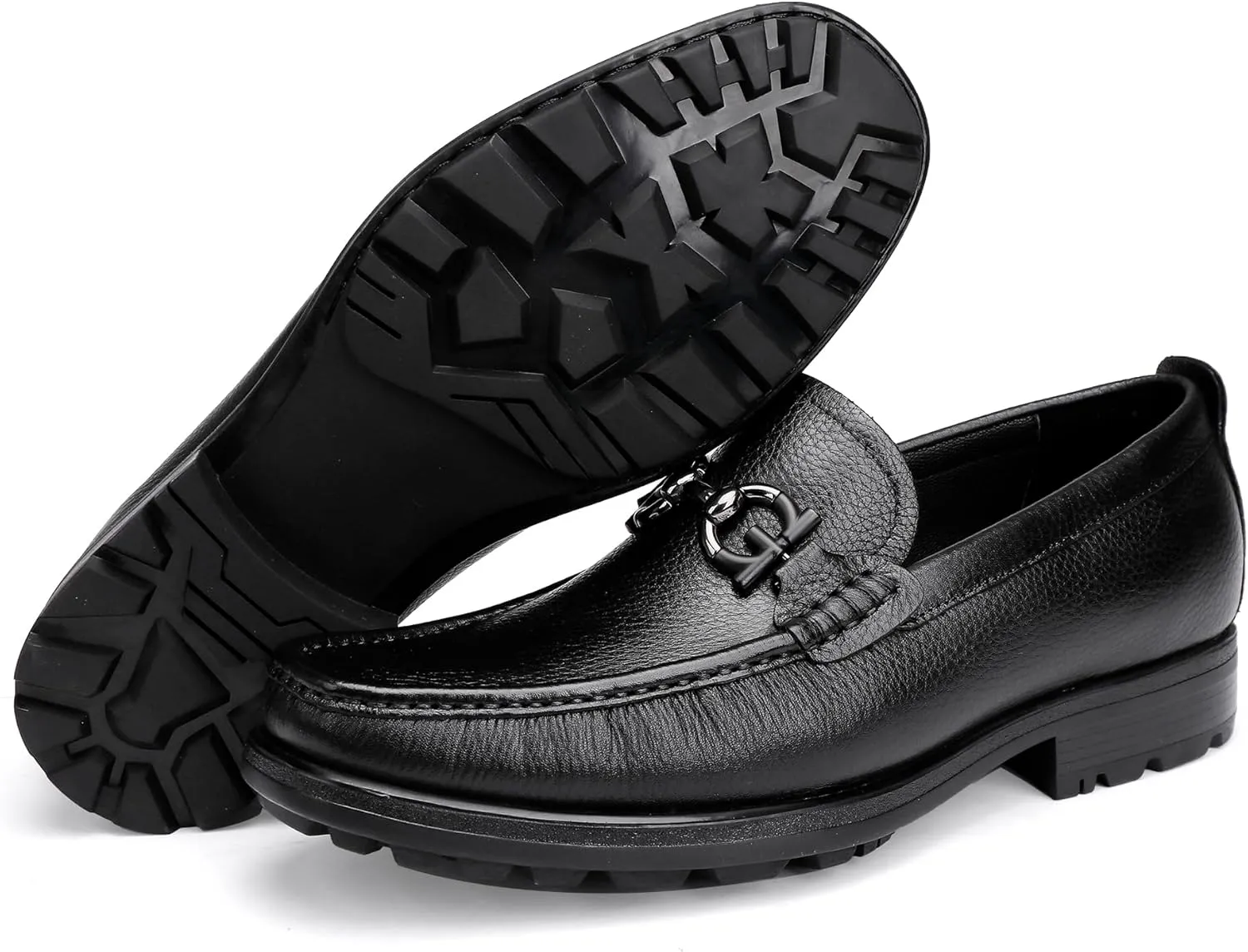 Men's Premium Leather Dress Shoes, Luxury Buckle Handmade Dress Loafer Party Shoes Wedding Casual Slip on Loafer for Mens