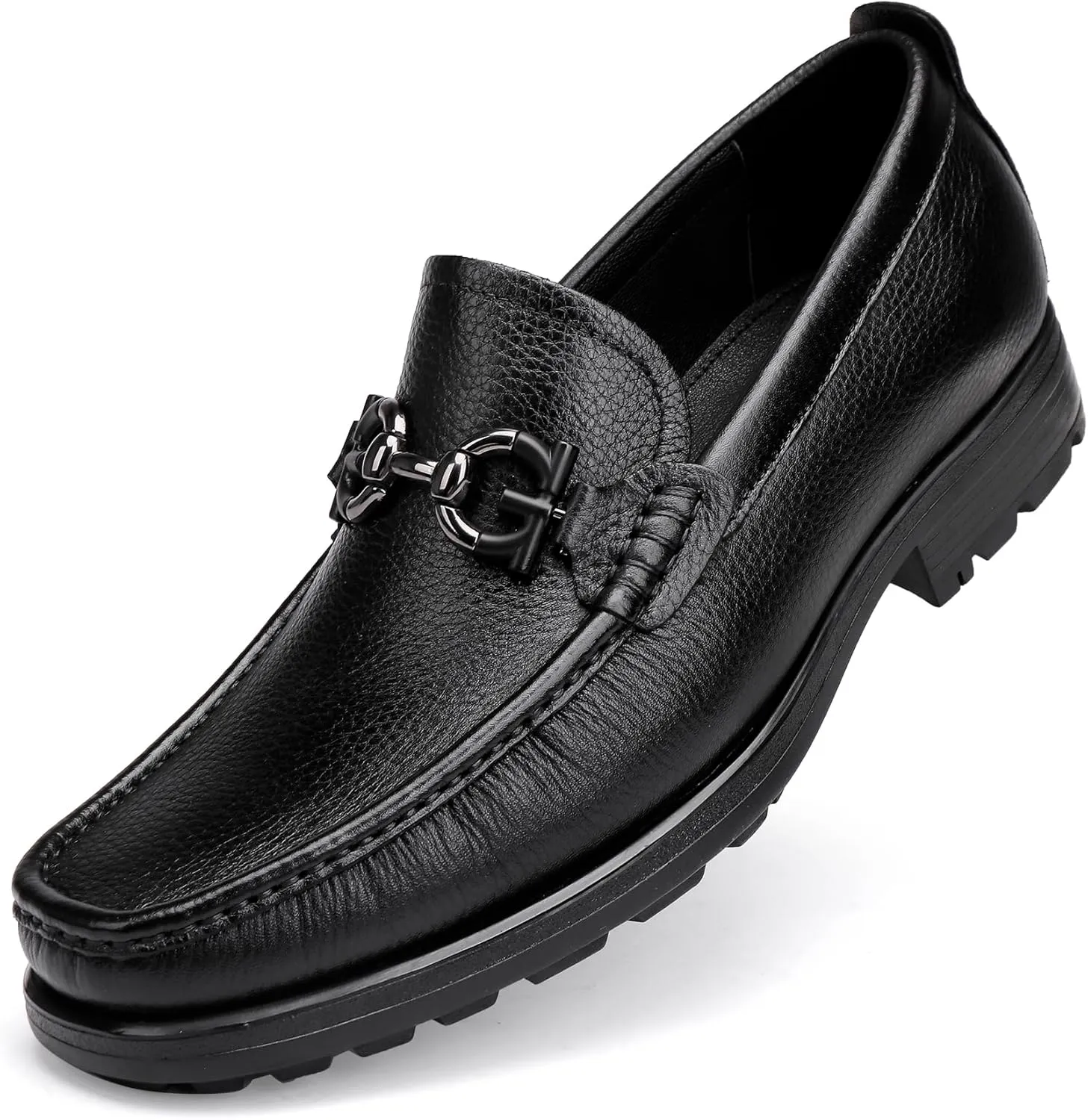 Men's Premium Leather Dress Shoes, Luxury Buckle Handmade Dress Loafer Party Shoes Wedding Casual Slip on Loafer for Mens