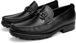 Men's Premium Leather Dress Shoes, Luxury Buckle Handmade Dress Loafer Party Shoes Wedding Casual Slip on Loafer for Mens
