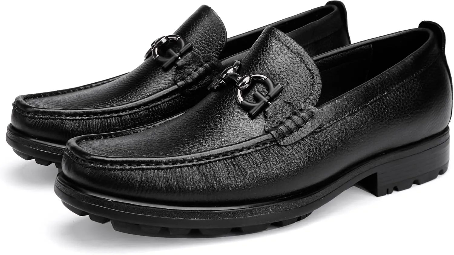Men's Premium Leather Dress Shoes, Luxury Buckle Handmade Dress Loafer Party Shoes Wedding Casual Slip on Loafer for Mens