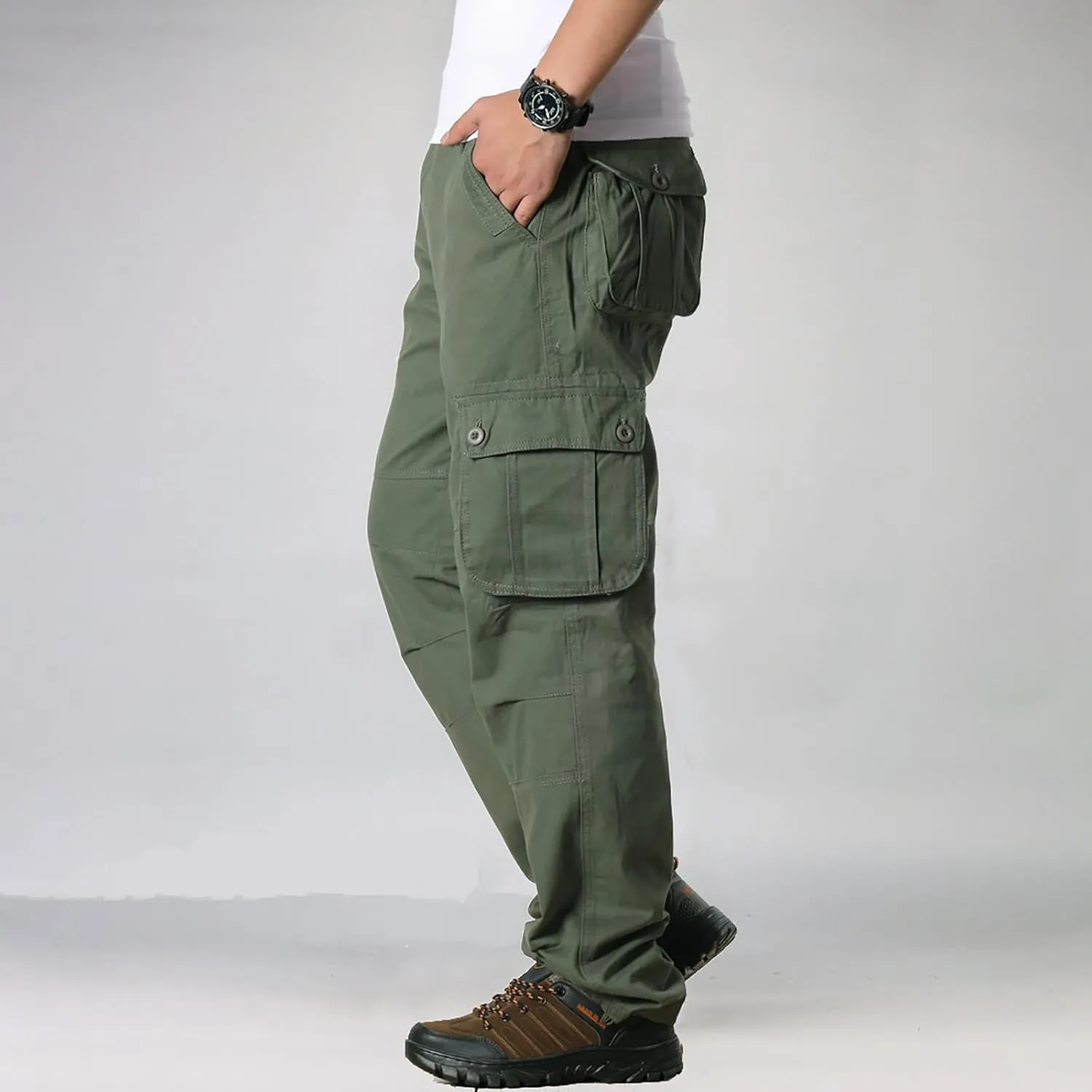 Mens Resort Wear 2025 Comfortable Tactical Cargo Hiking Pants Multi Pockets Relaxed Fit Stretch Quick Dry Work Trousers