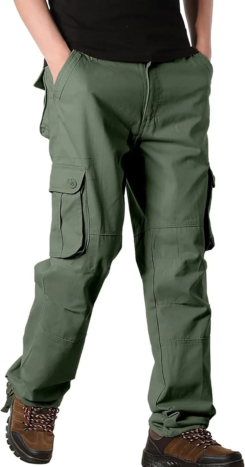 Mens Resort Wear 2025 Comfortable Tactical Cargo Hiking Pants Multi Pockets Relaxed Fit Stretch Quick Dry Work Trousers