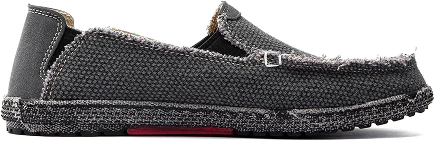 Men's Slip on Deck Shoes Casual Canvas Loafer Flat Boat Shoe Outdoor Lightweight Breathable Walking Sneakers