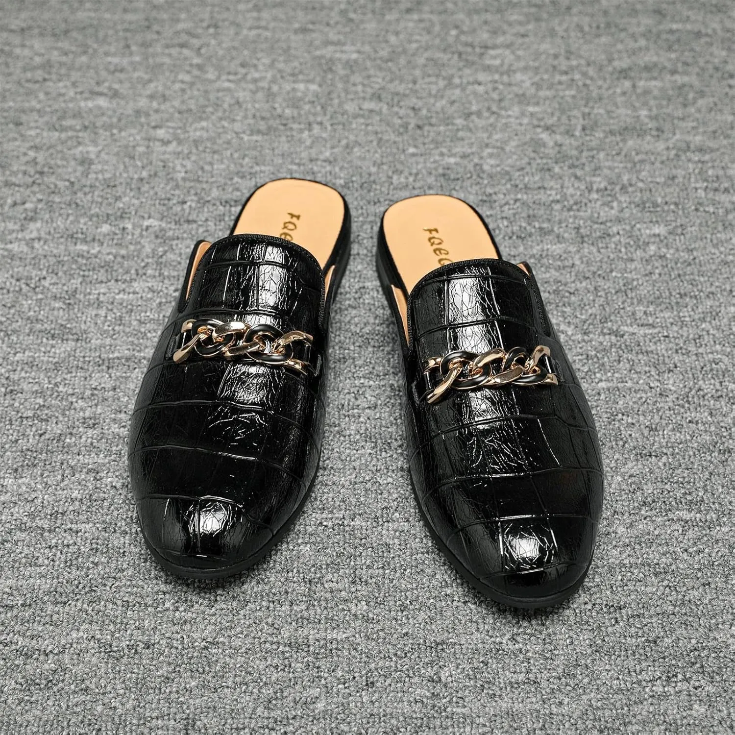 Men's Slip-on Mule Loafers, Fashion Breathable Leather Slip-on Shoes, Formal Wear Casual Backless Dress Slippers