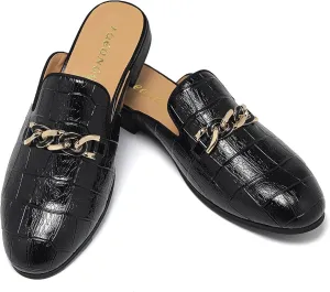 Men's Slip-on Mule Loafers, Fashion Breathable Leather Slip-on Shoes, Formal Wear Casual Backless Dress Slippers