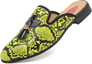 Men's Slip-on Mule Sandals Loafer with Gold Buckle,Fashion Leather Formal Wear Casual Backless Dress Slippers