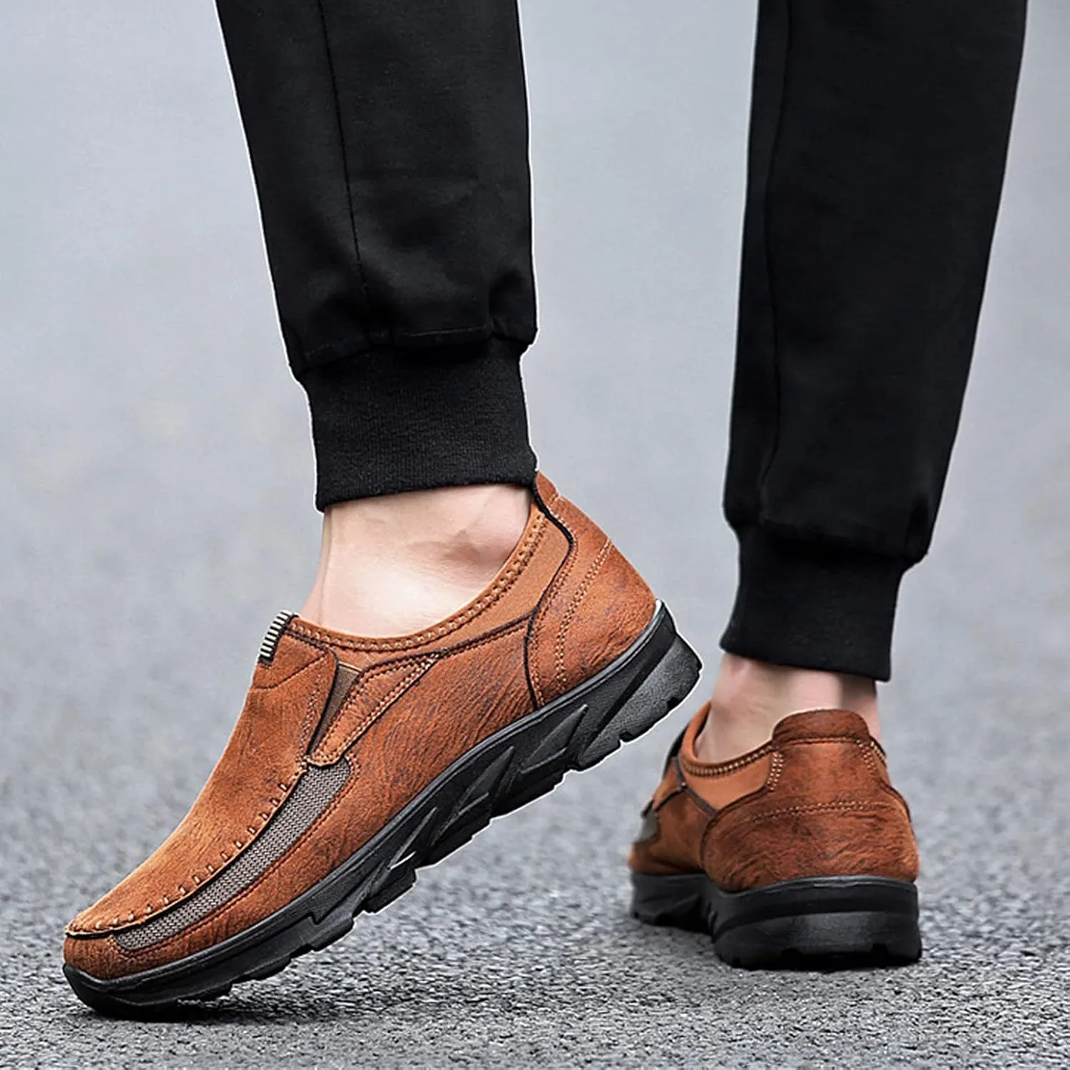 Mens Slip on Orthopedic Leather Loafer Casual Business Lightweight Walking Soft Driving Shoes Moccasin Daily Flats Sneakers