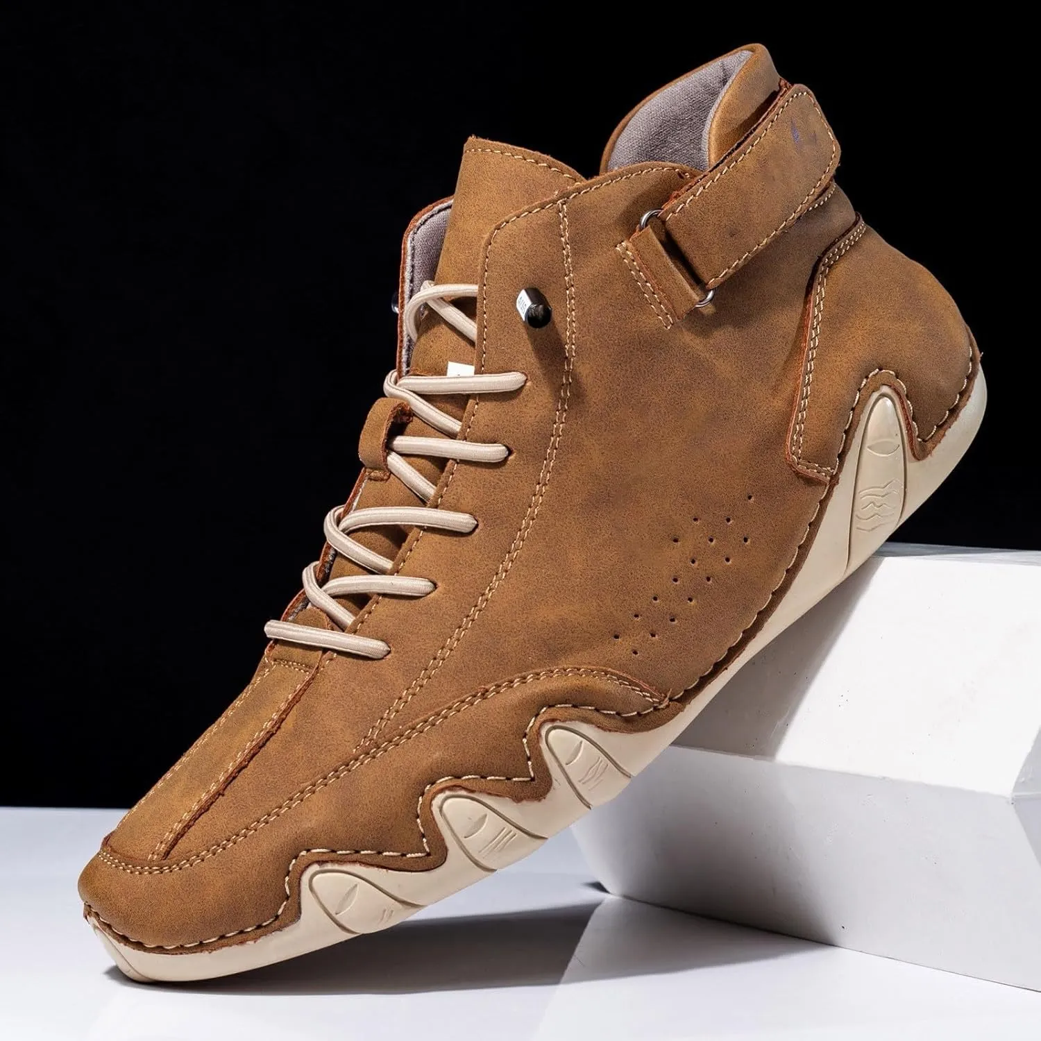 Men's Slip Shoes Couple's New Foreign Trade High Top Boots Men And Women Leisure Short Boots Trend Breathable Leather