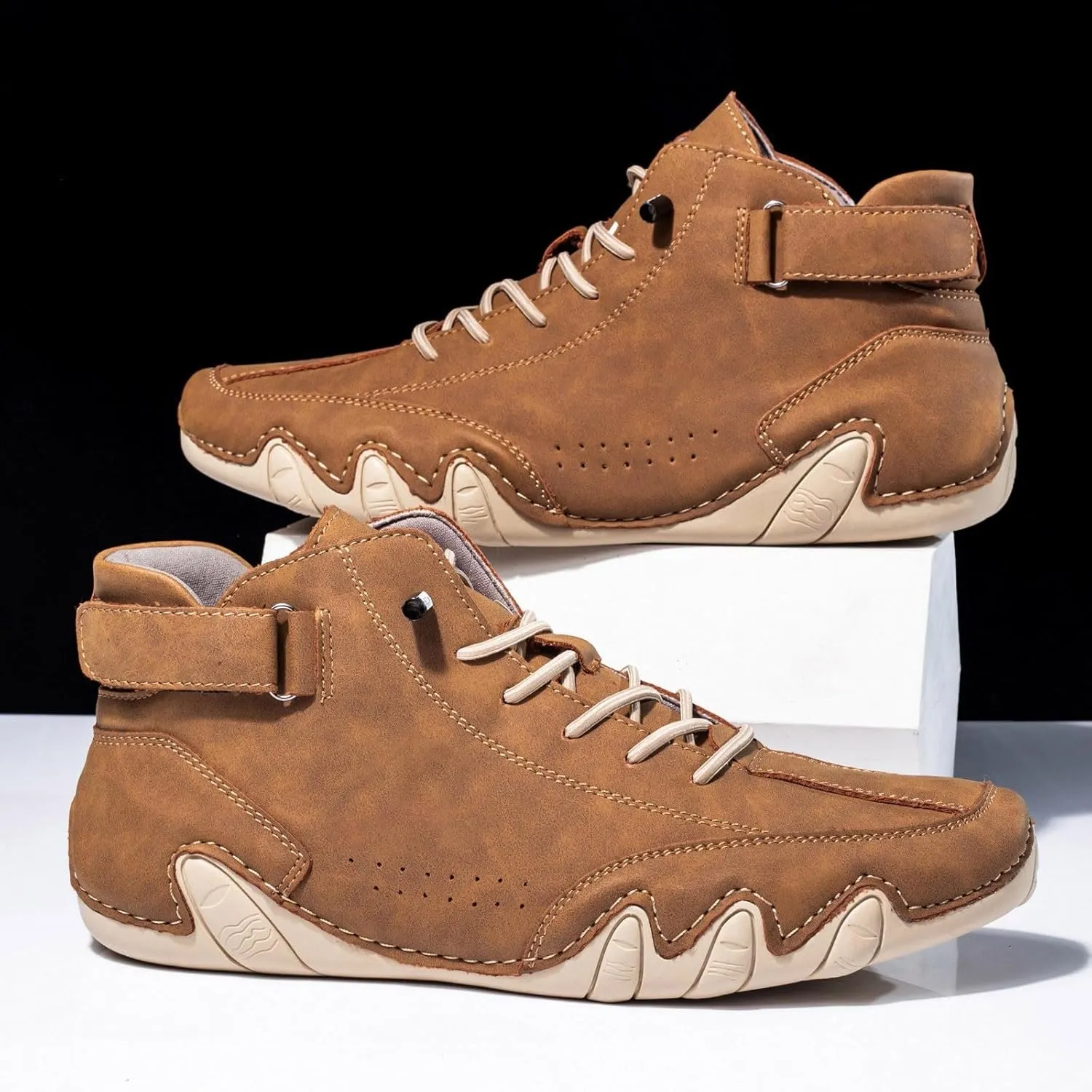 Men's Slip Shoes Couple's New Foreign Trade High Top Boots Men And Women Leisure Short Boots Trend Breathable Leather