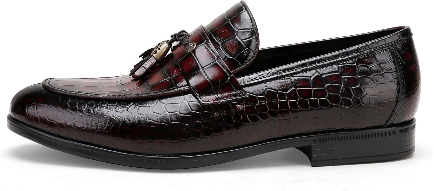 Men's Tassel Loafer, Classic Casual Dress Shoe, Black Smooth Leather Tassel Slip-on Penny Loafer for Mens