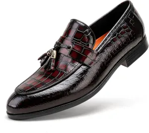 Men's Tassel Loafer, Classic Casual Dress Shoe, Black Smooth Leather Tassel Slip-on Penny Loafer for Mens