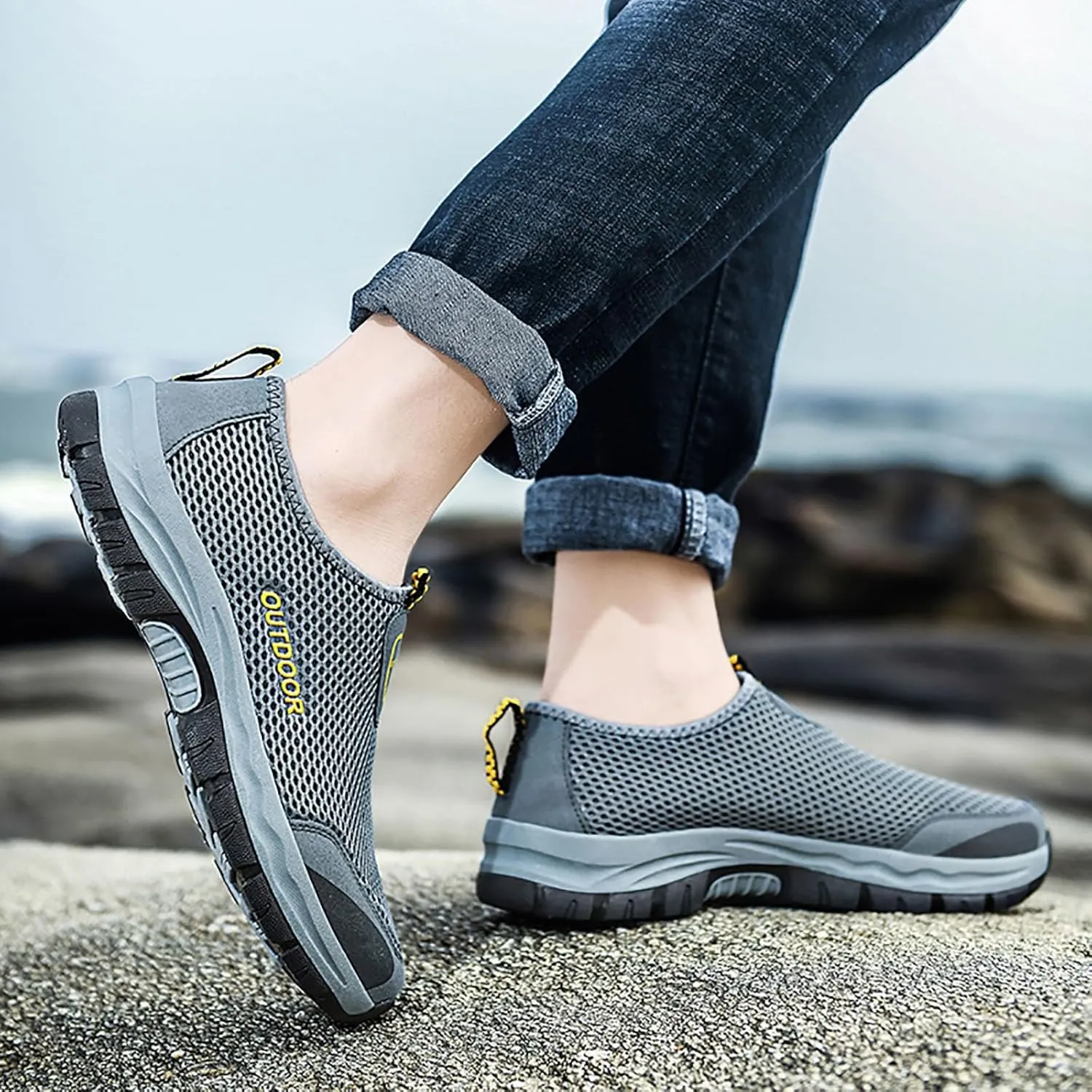 Mens Tennis Shoes Men Shoes Comfortable Soft Sole Breathable Casual Summer Mesh Hollow Breathable Casual